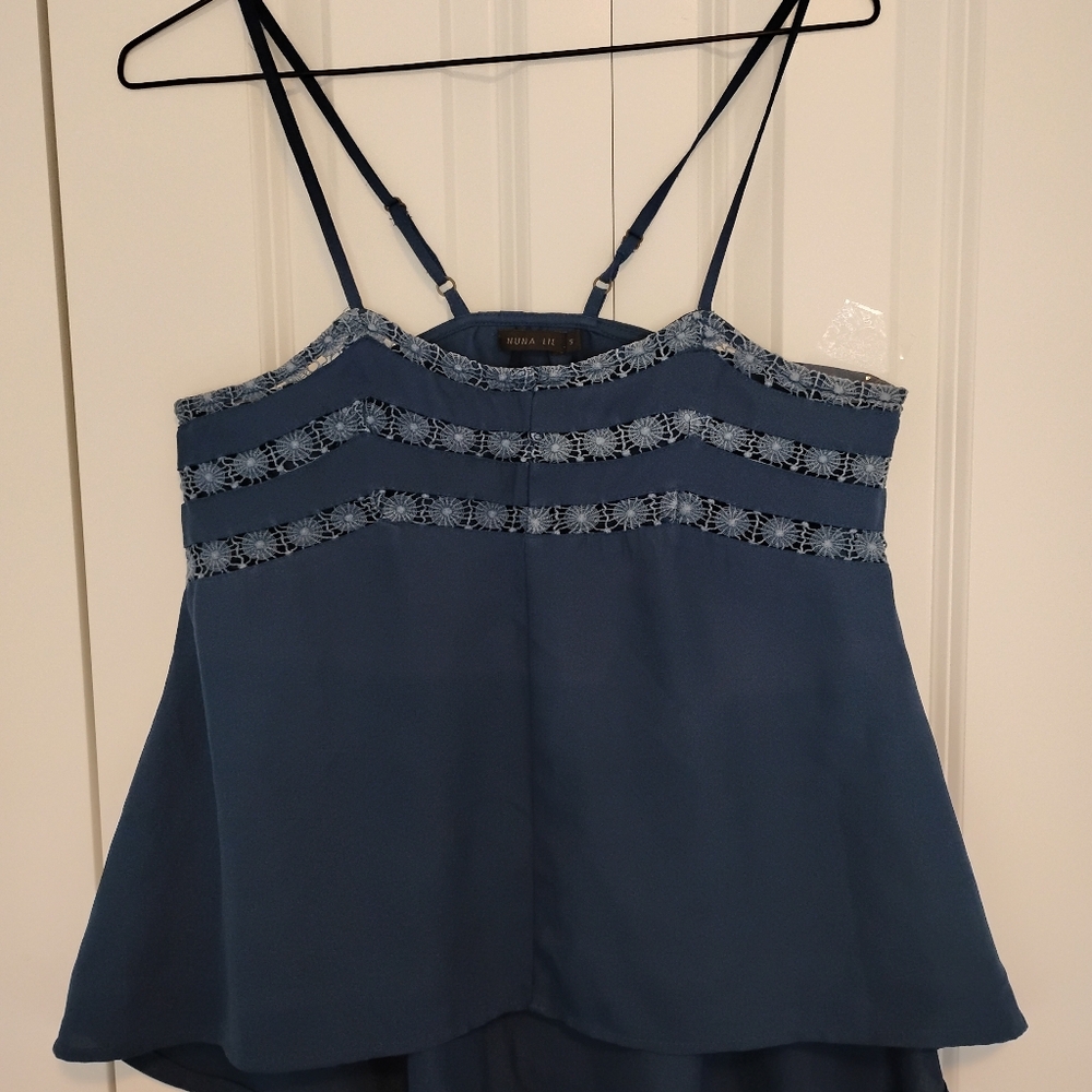 Blue Sleeveless Crew Neck Crop Top Size S